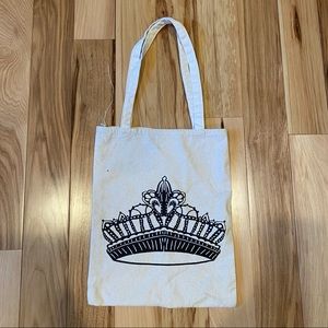 Small Screen Printed Crown on Reusable Canvas Tote Bag